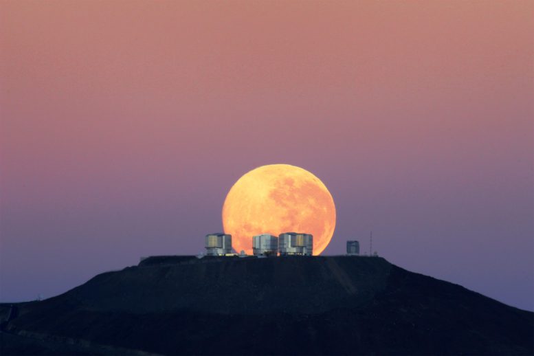 Dramatic Moonset Behind ESO’s Very Large Telescope