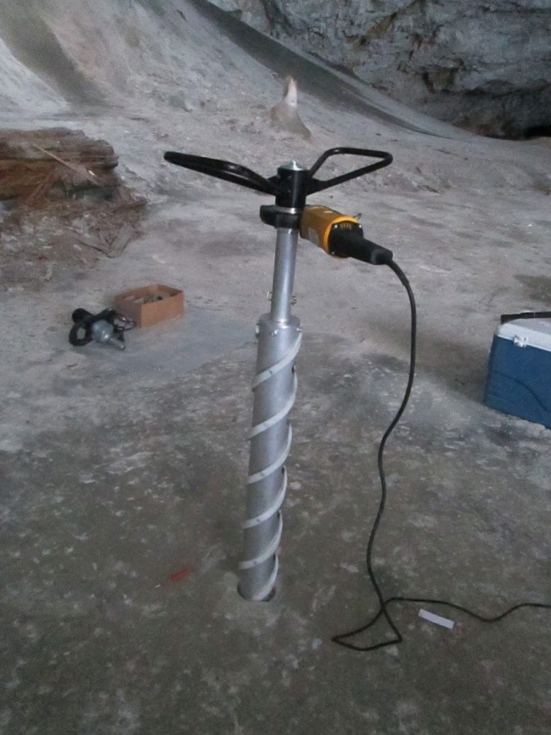 Drilling in Scarisoara Ice Cave