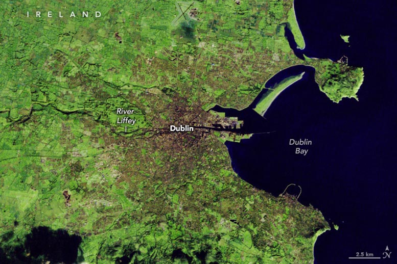 Dublin From Space 1984 Annotated