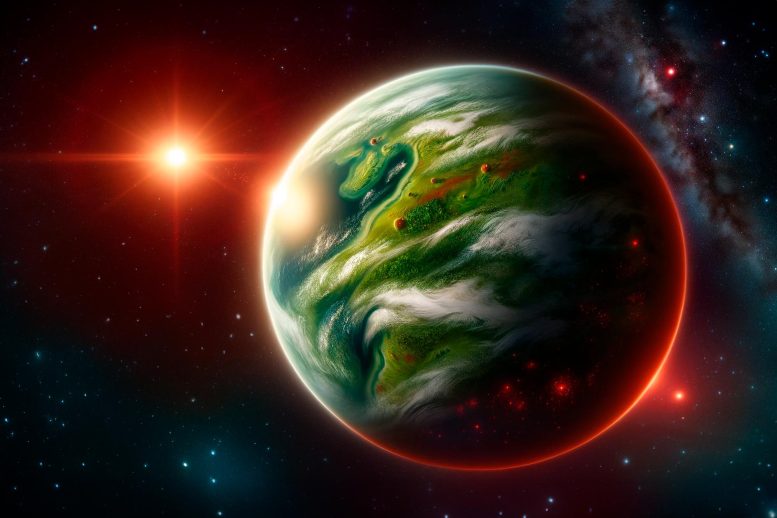 Earth Like Exoplanet Red Star Art Concept