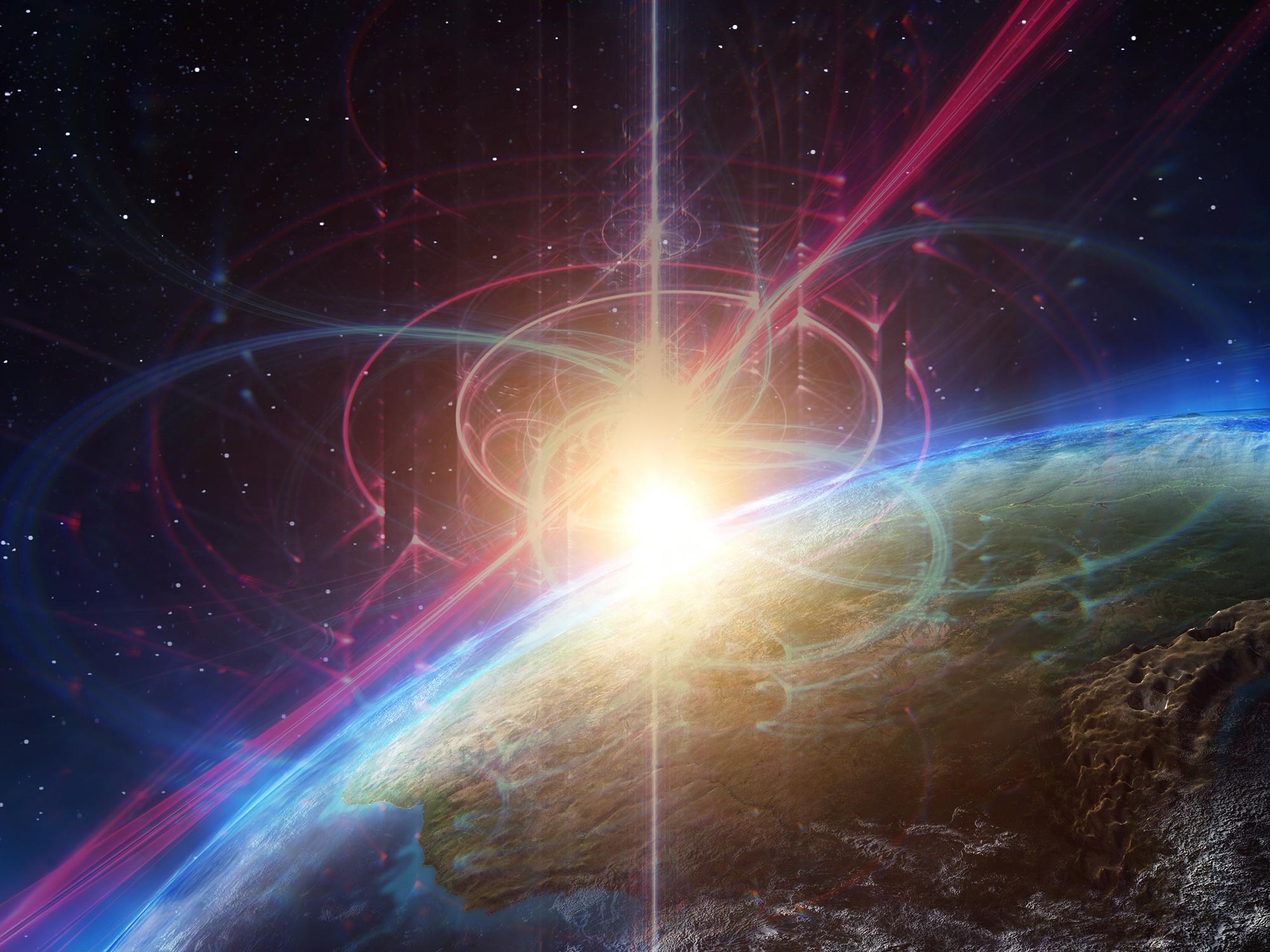 Earth Planet Atmosphere Carbon Capture Technology Illustration