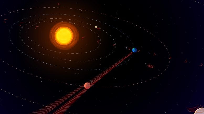 Earth to Mars Deep Space Communication Signals Illustration