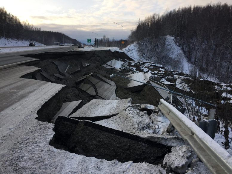 Earthquake Damage Glenn Highway at Mirror Lake in Anchorage