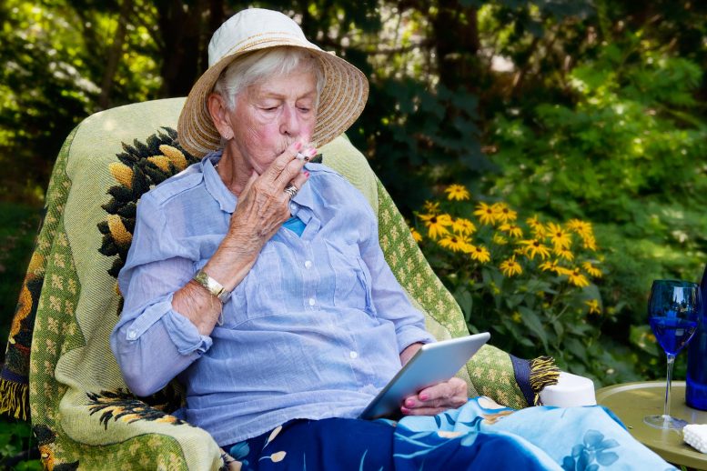 Elderly Woman Smoking Cannabis