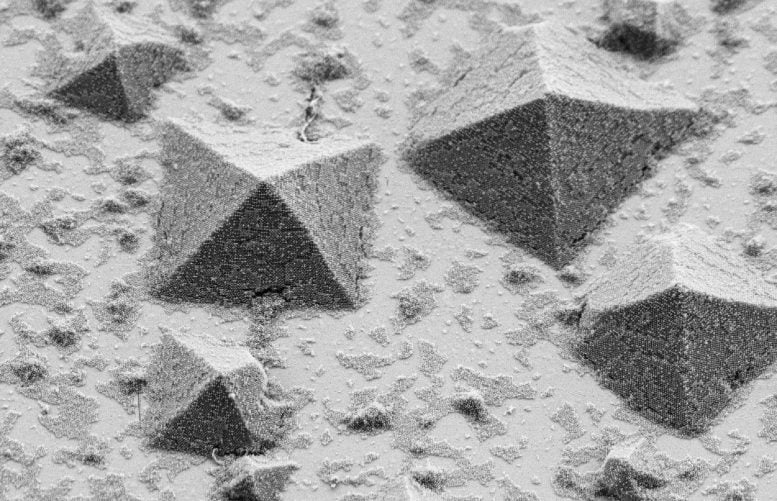 Electron Microscope Crystals Form Surface