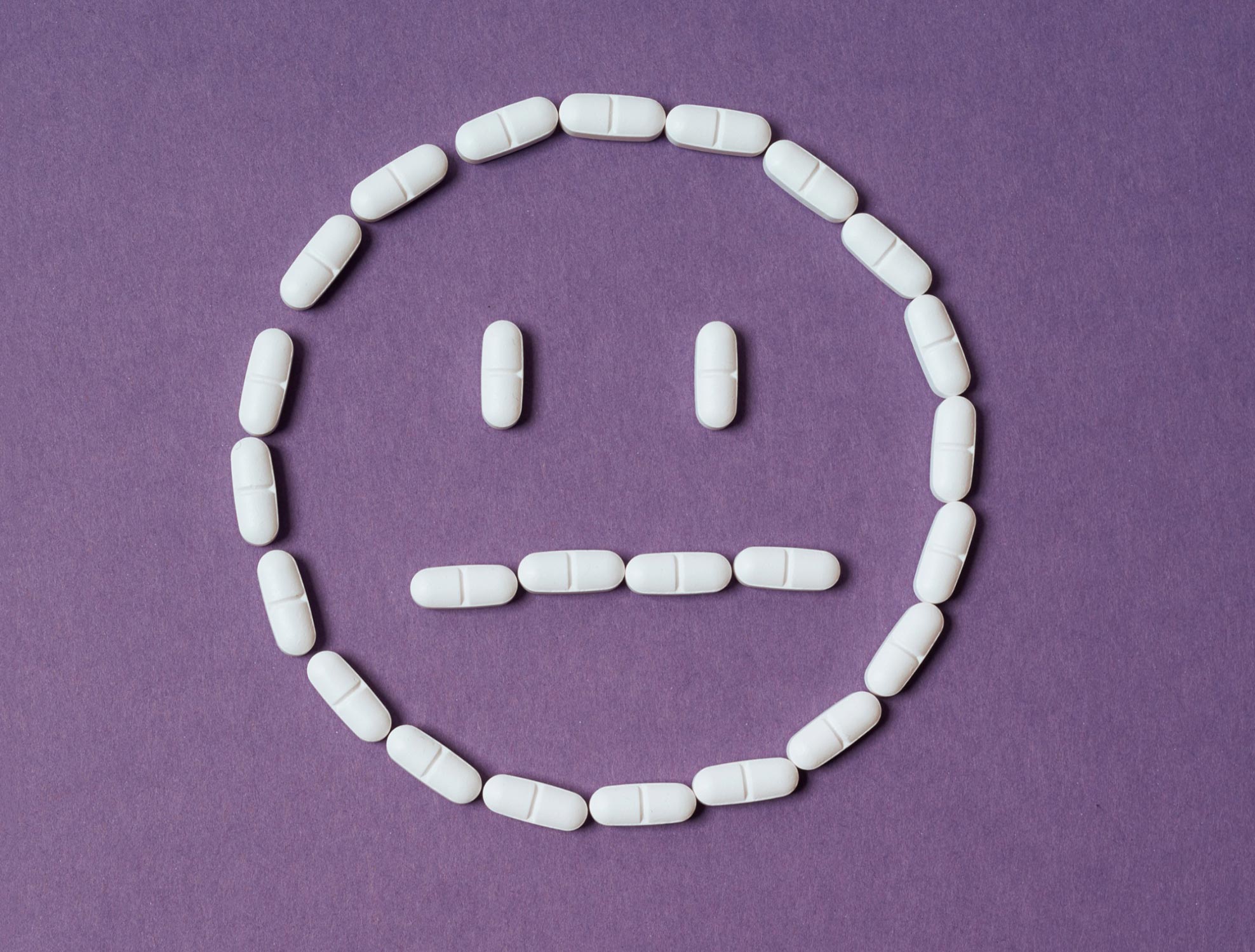 Emotionally dulled indifferent pills concept