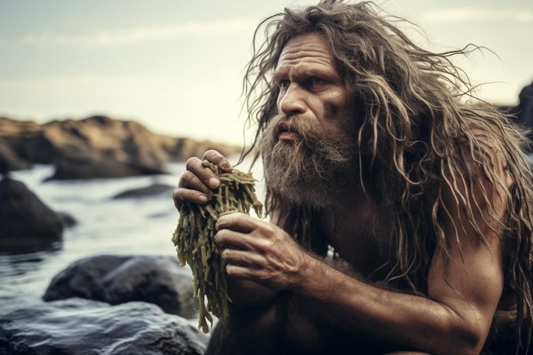 European Ancestor Eating Seaweed
