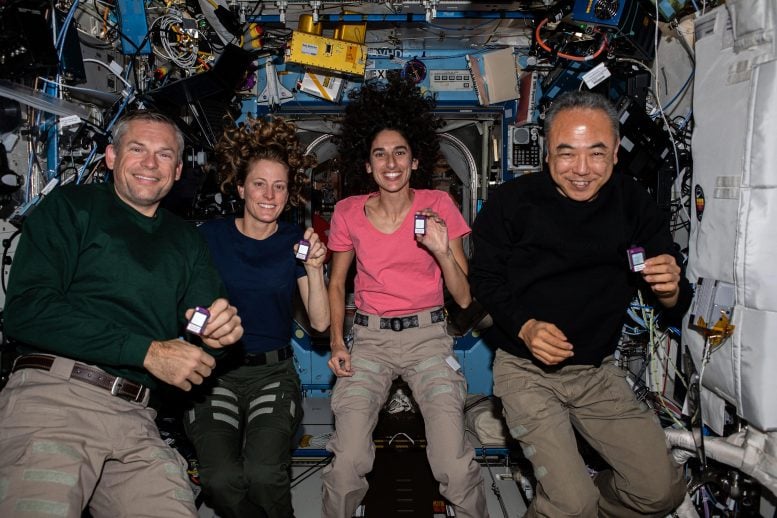 Expedition 70 Crew Members Pose for Portrait Destiny Module
