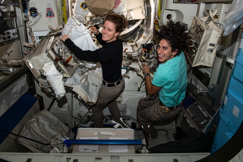 Expedition 70 Flight Engineers Loral O'Hara and Jasmin Moghbeli