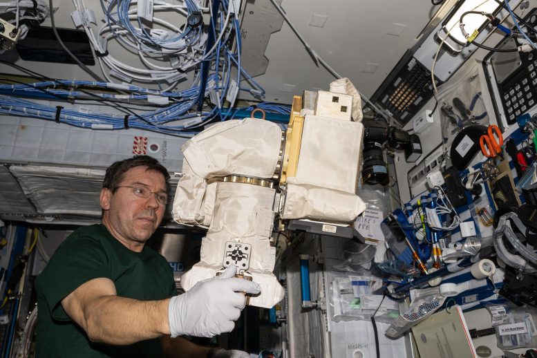 Expedition 71 Flight Engineer Mike Barratt Works on Spacewalking Hardware