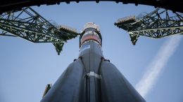 Expedition 71 Soyuz Rocket Raised Vertical
