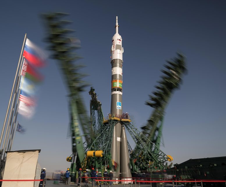 Expedition 71 Soyuz Rollout Gantry Arms