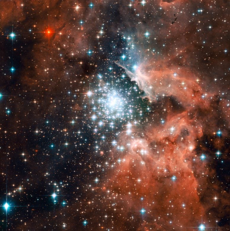 Extreme Star Cluster Bursts Into Life in New Hubble Image
