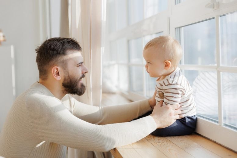 Father Dad Son Baby Window