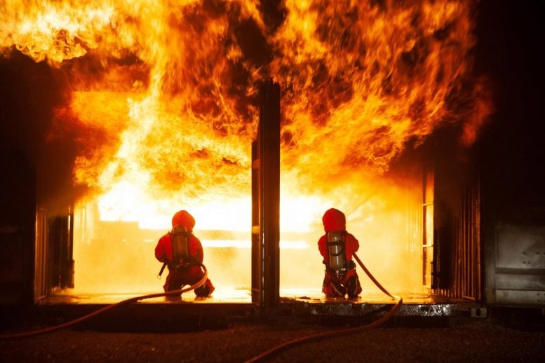 Firefighters Battle Fire