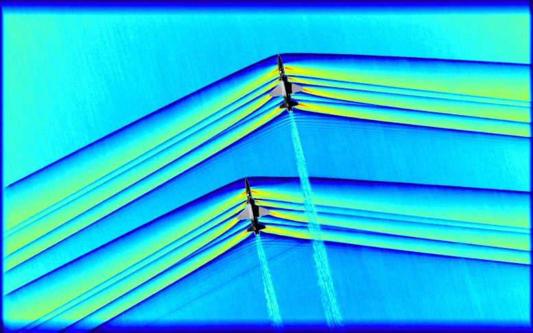 First Air to Air Images of Supersonic Shockwave Interaction in Flight