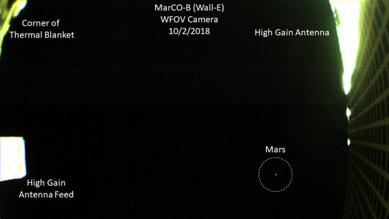 First Image of Mars from a CubeSat