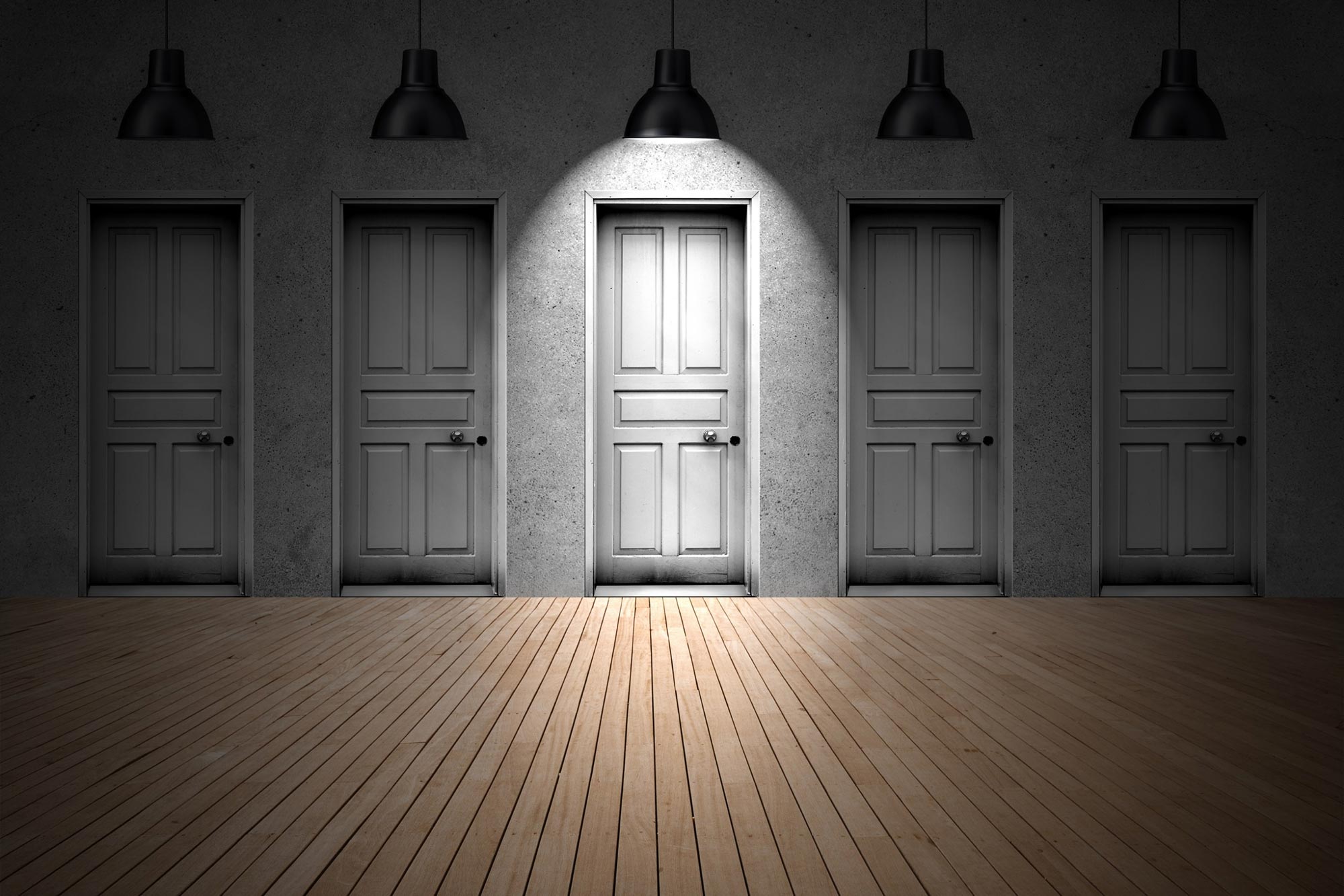 Five Doors Choices Decision Making Concept