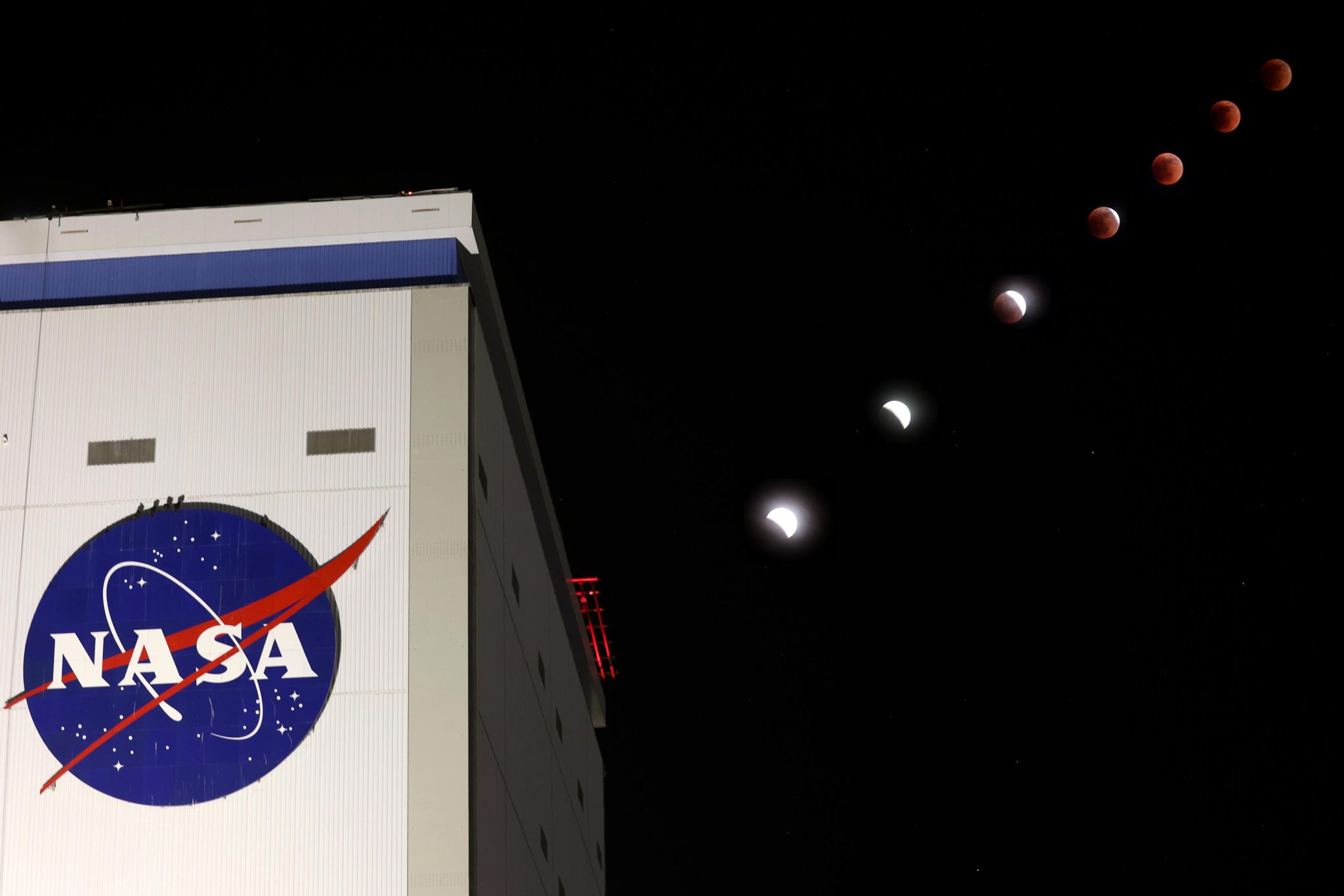 Flower Moon Lunar Eclipse Over NASA Michoud Assembly Facility