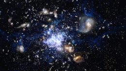 Formation of a Galaxy Cluster in the Early Universe