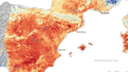 France and Spain Land-Surface Temperature July 2022