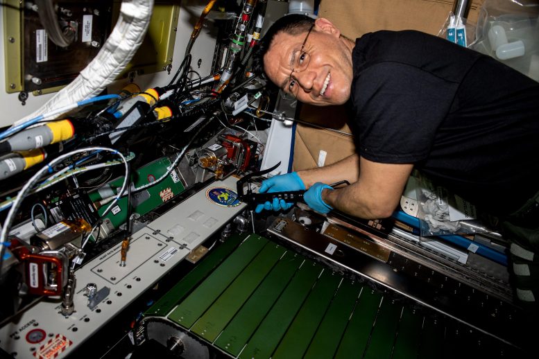 Frank Rubio Performs Maintenance on Space Station Treadmill