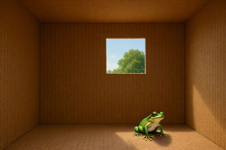 Frog Sitting Inside Box