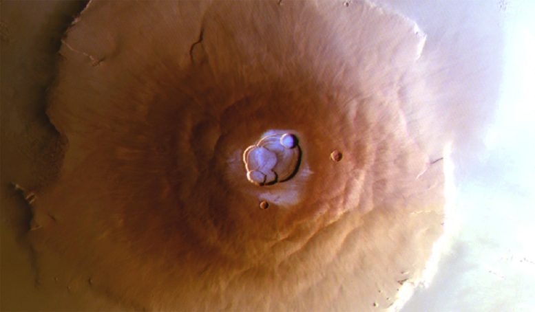 Frost on Olympus Mons Mars Volcano