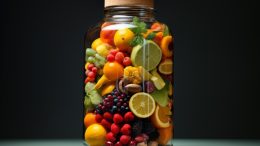Fruit and Vegetable Bottle Art Concept