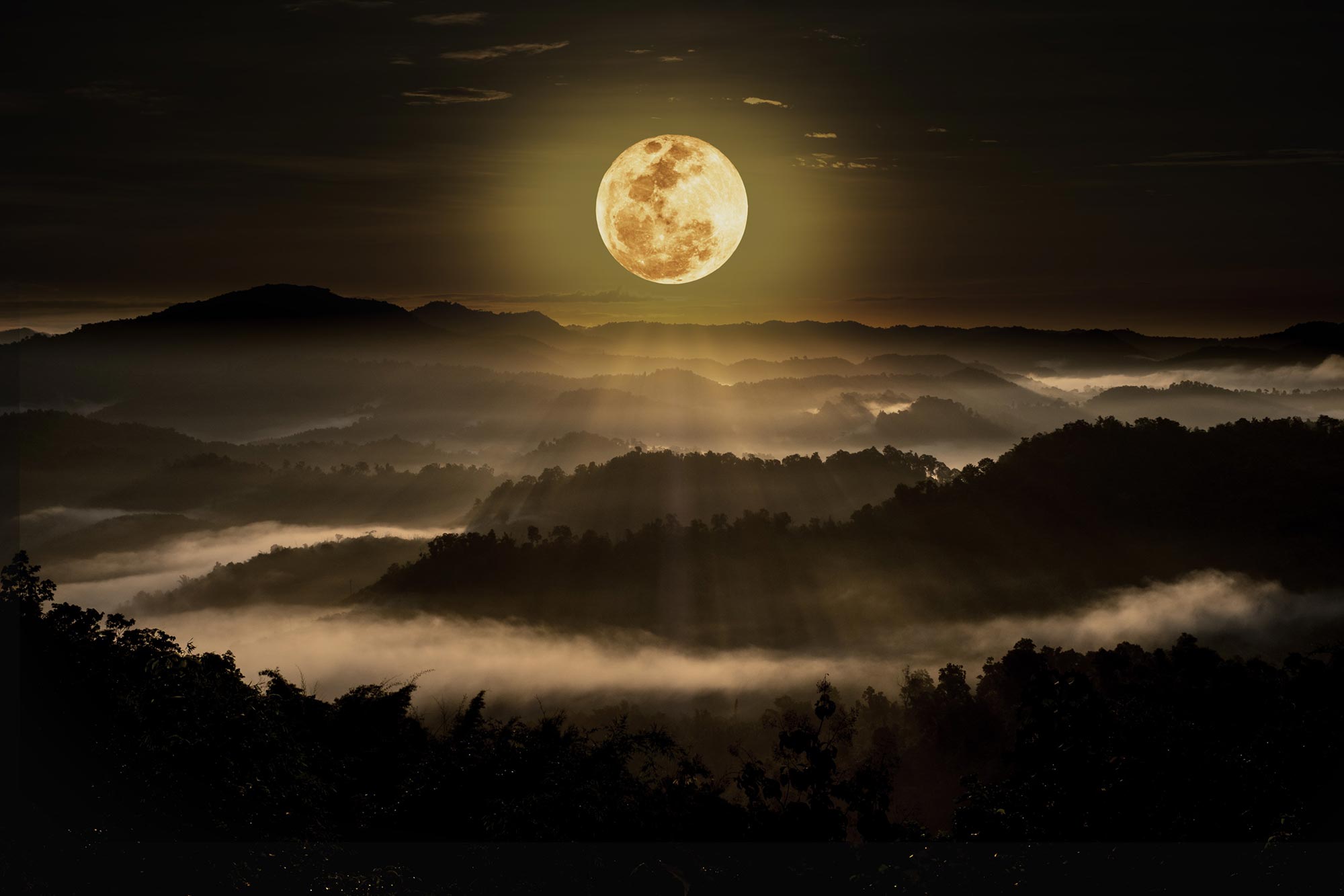 Full Moon Over Mountains