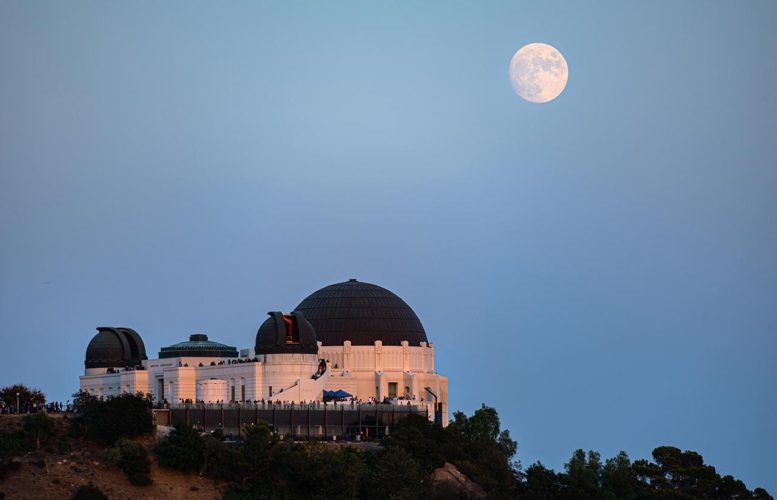 Full Moon Rises Over Griffith Observatory