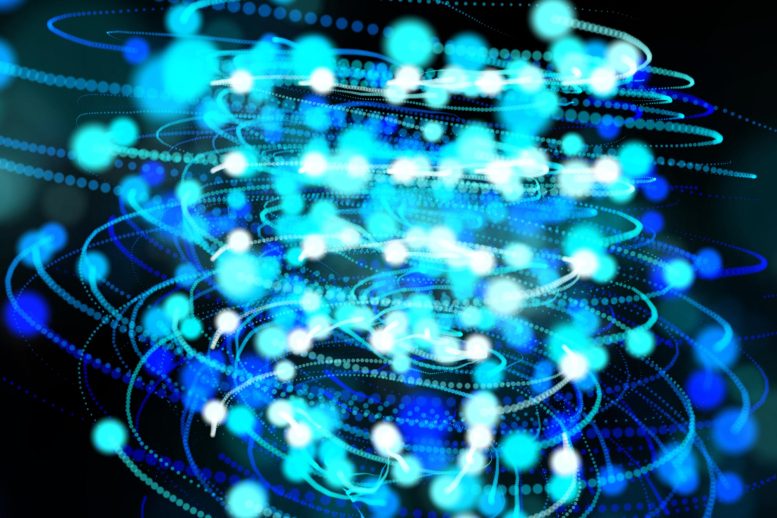 Futuristic Atoms Revolve Around Nuclei
