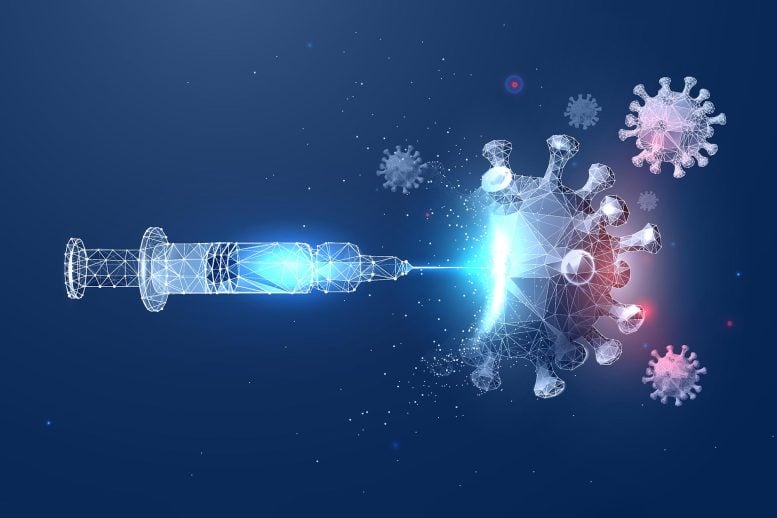Futuristic Polygonal Syringe and Virus Vaccine
