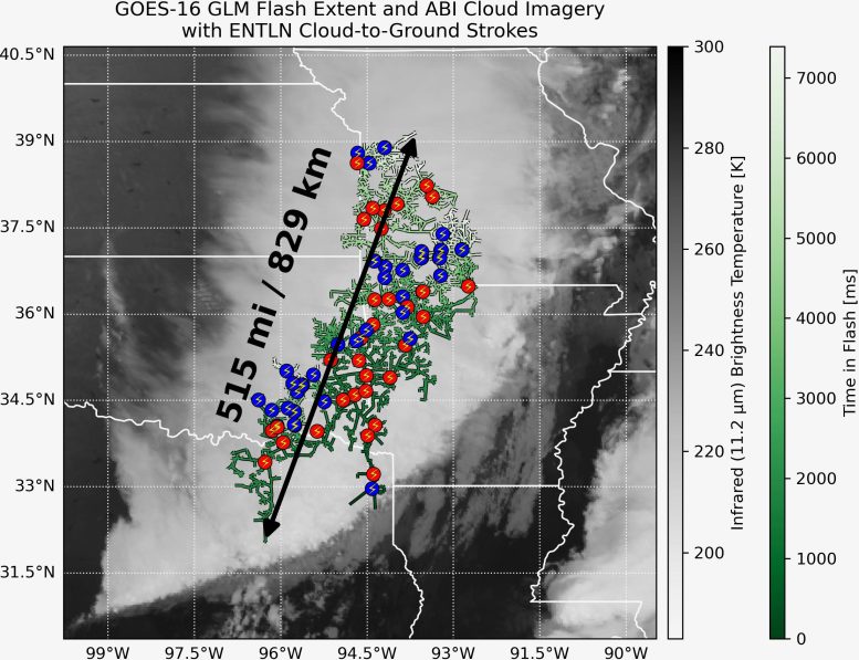 GOES-16 GLM Flash Extent and ABI Cloud Imagery