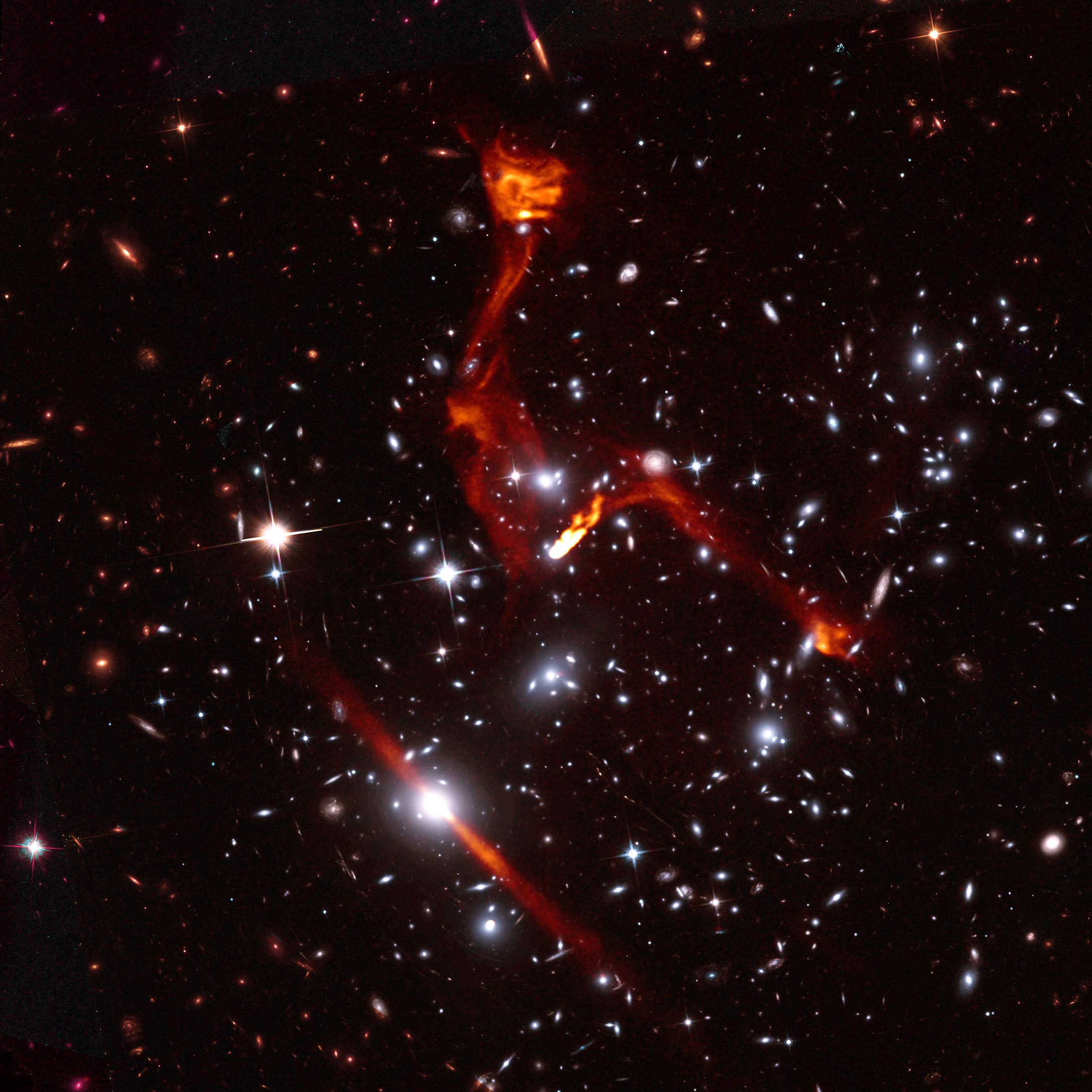 Cosmic Lens Reveals Faint Radio Galaxy More Than 8 Billion Light