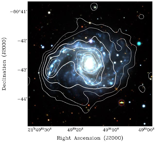 Galaxy NGC 7125 With EMU Radio Data Contours