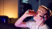 Gaming Teenager Drinking Energy Drink