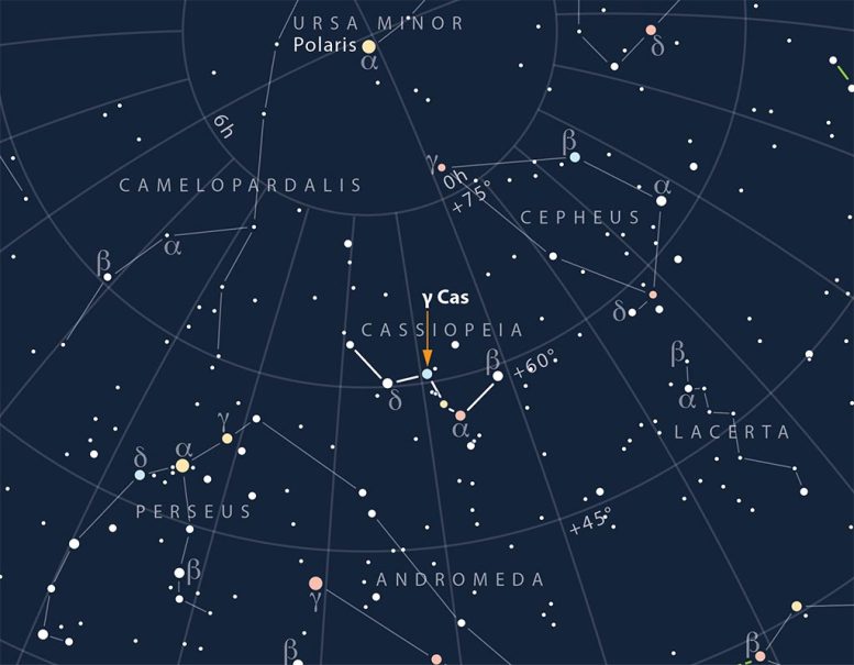Gamma Cas in Night Sky
