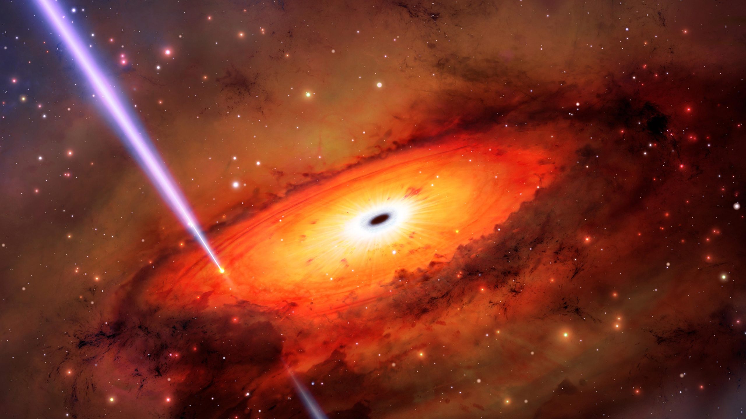Csillagbontó nyomvonal az ősi galaxis fekete lyuk közelében