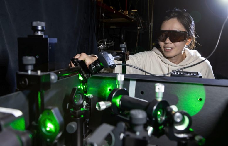 Genghua Yan at HDR Photoluminescence Measuring Station