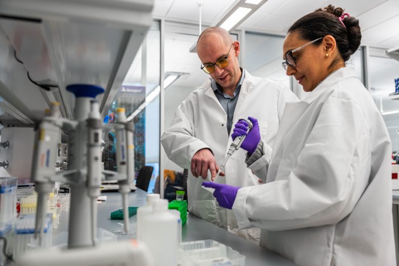Geoffroy Laumet and Sabrina De Souza Pipette Samples