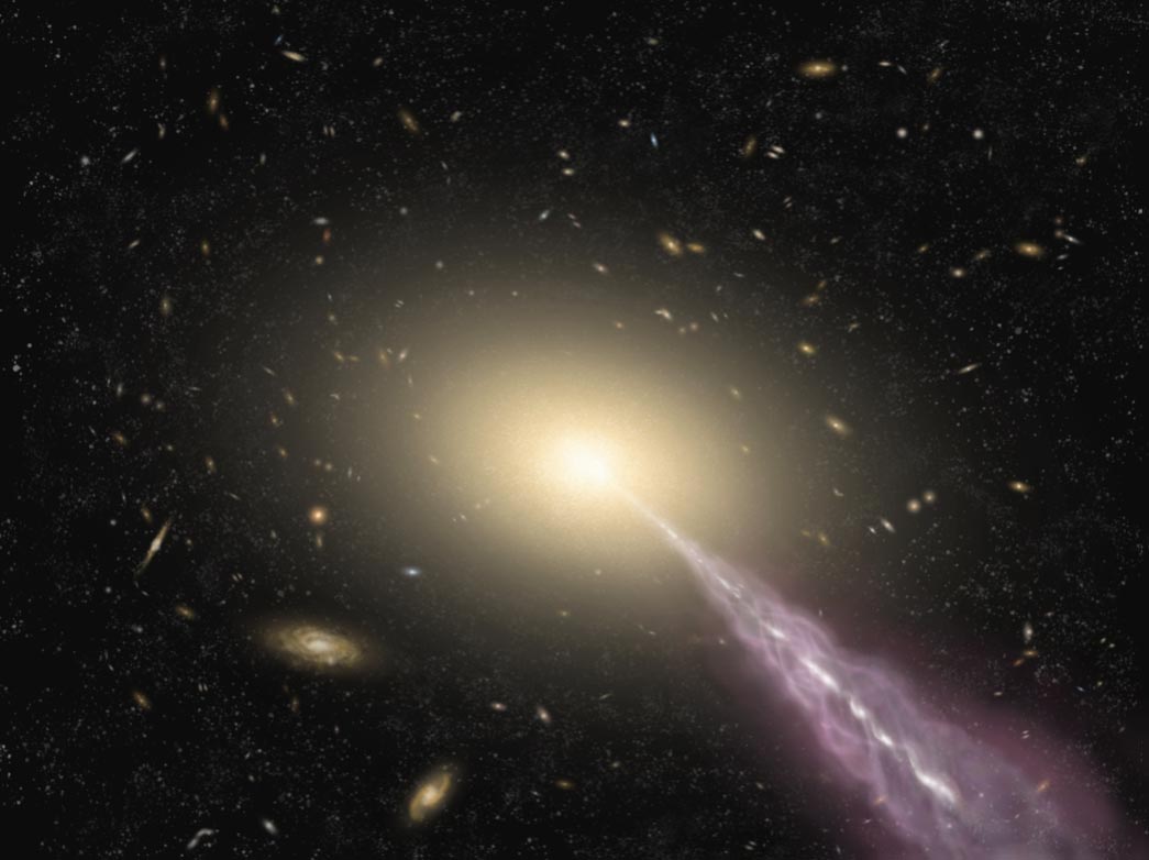 Giant galaxy with a high energy jet