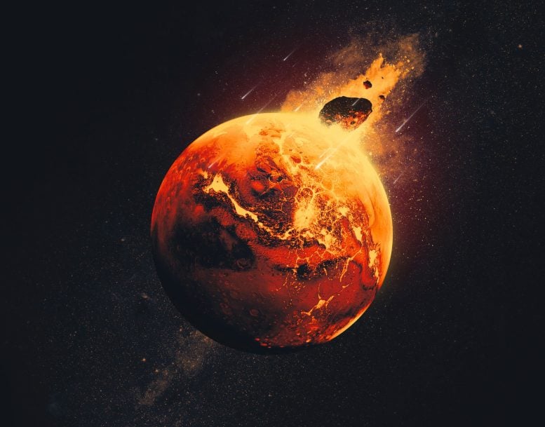 Giant Impacts That Occurred on Mars 4.5 Billion Years Ago