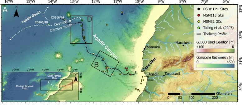 Giant Underwater Avalanche off North West Coast of Africa