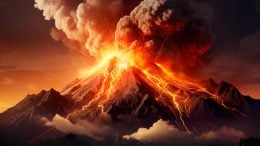 Giant Volcano Eruption Mountains
