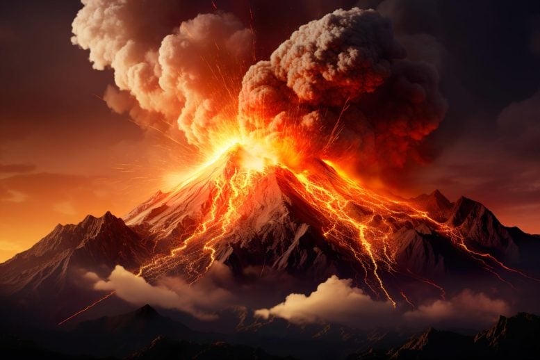 Giant Volcano Eruption Mountains