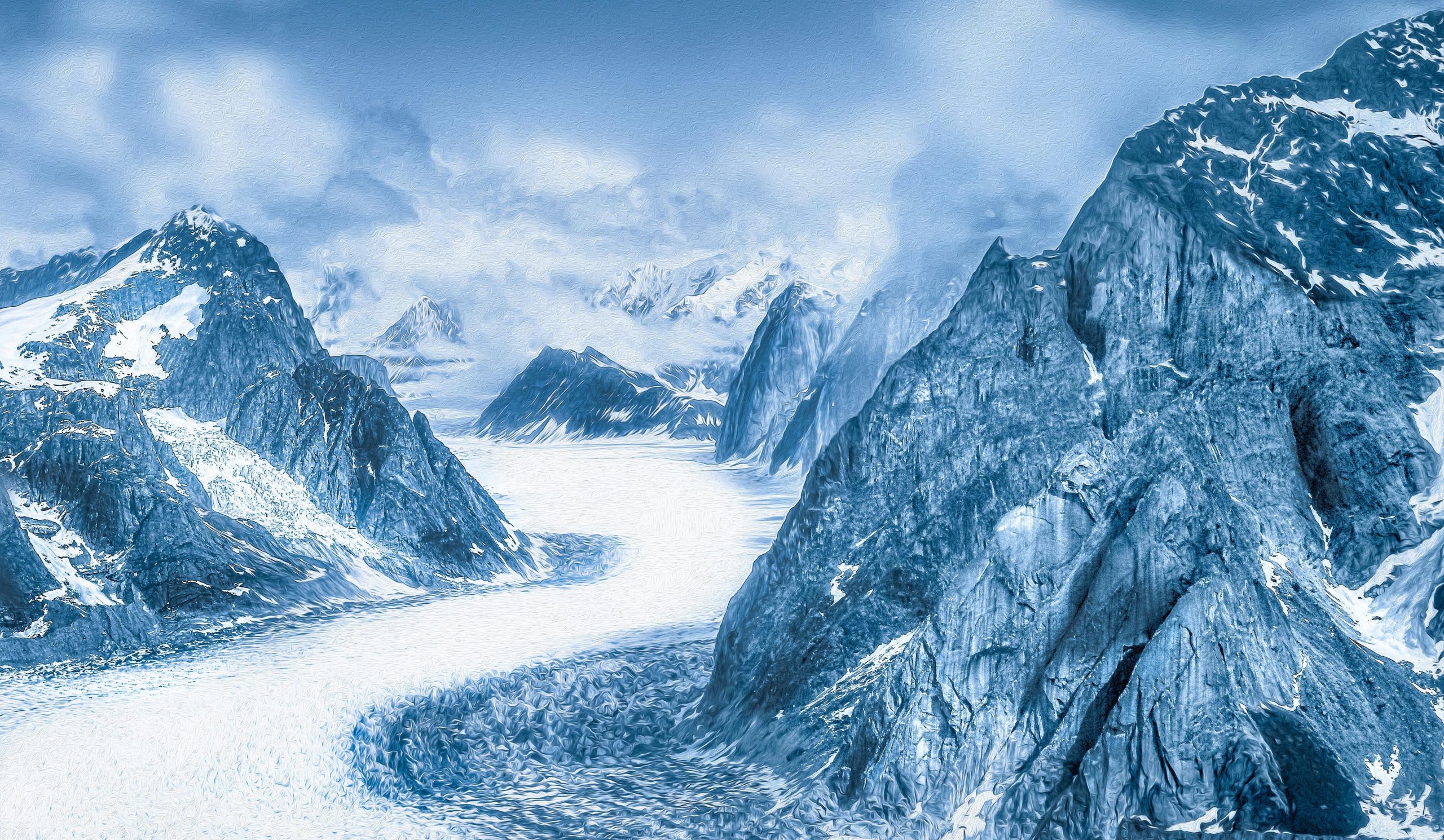 冬季冰川摄影素材寒冷冬季高清拍摄洁白的冰雪与远处深邃的高山