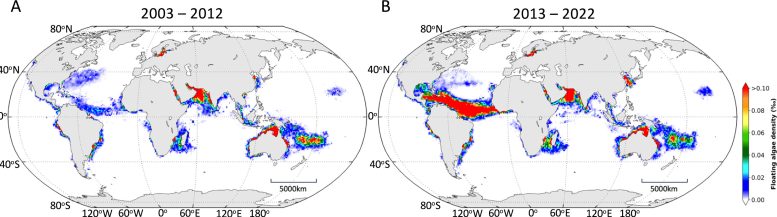 Global Floating Algae Density Change Maps