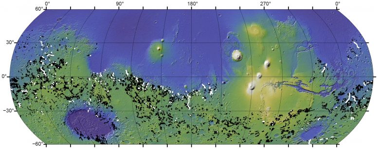 Глобальная карта долин реки Марс