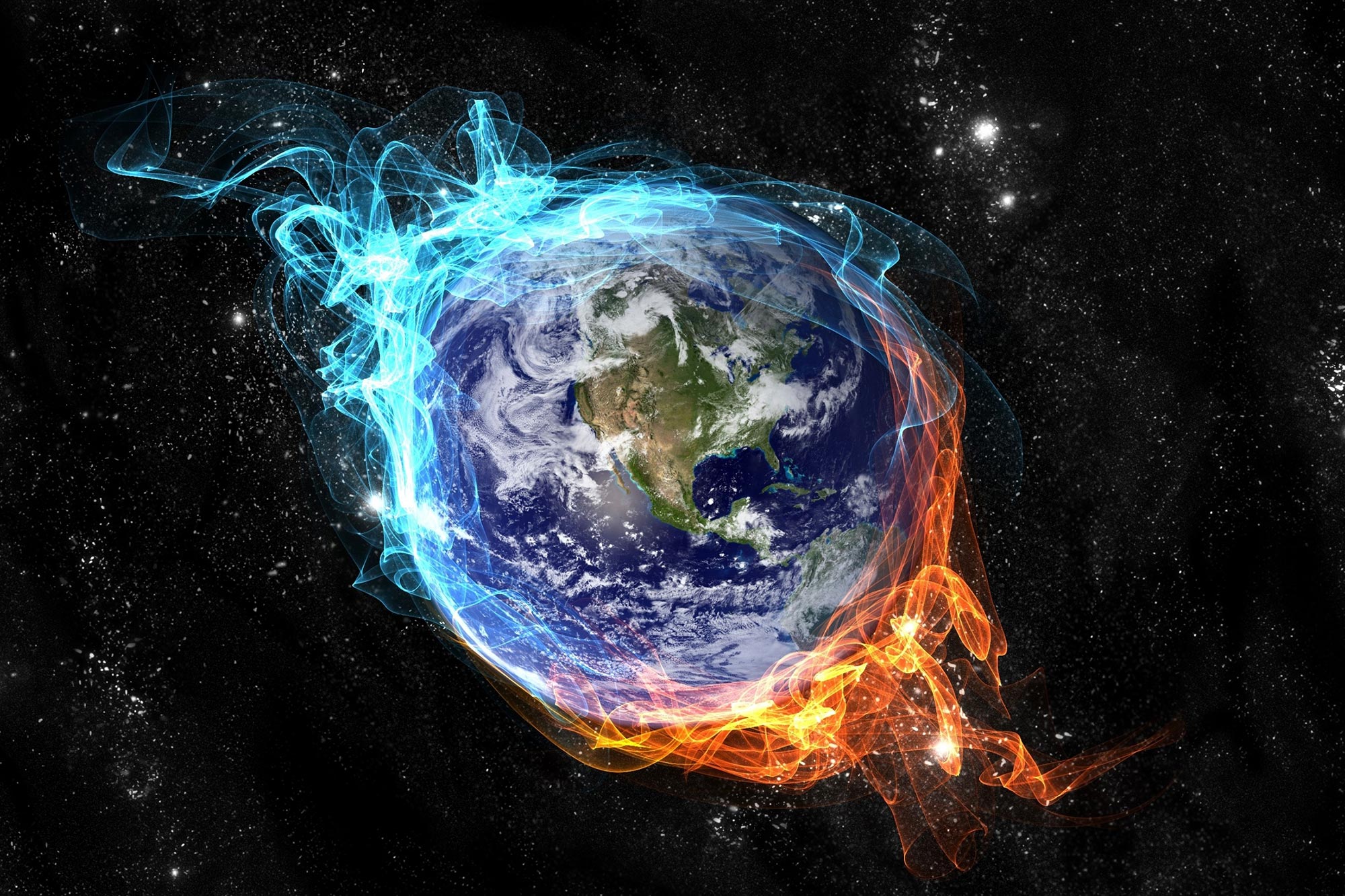 Global Warming Planet Earth Fire Concept